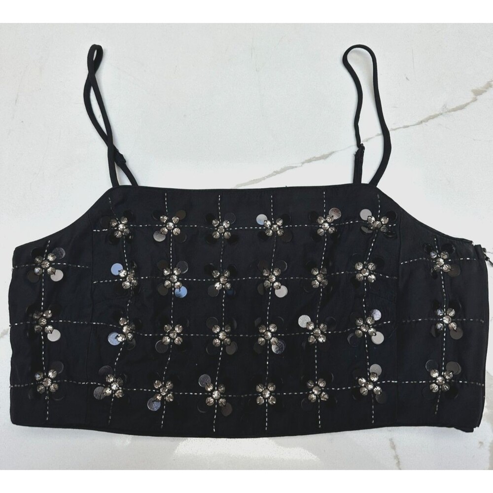 Sequin Crop Top & Other Stories Beaded Flower Festival Girls Night Tank 4